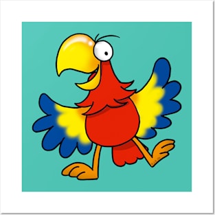 funny parrot bird cartoon Posters and Art